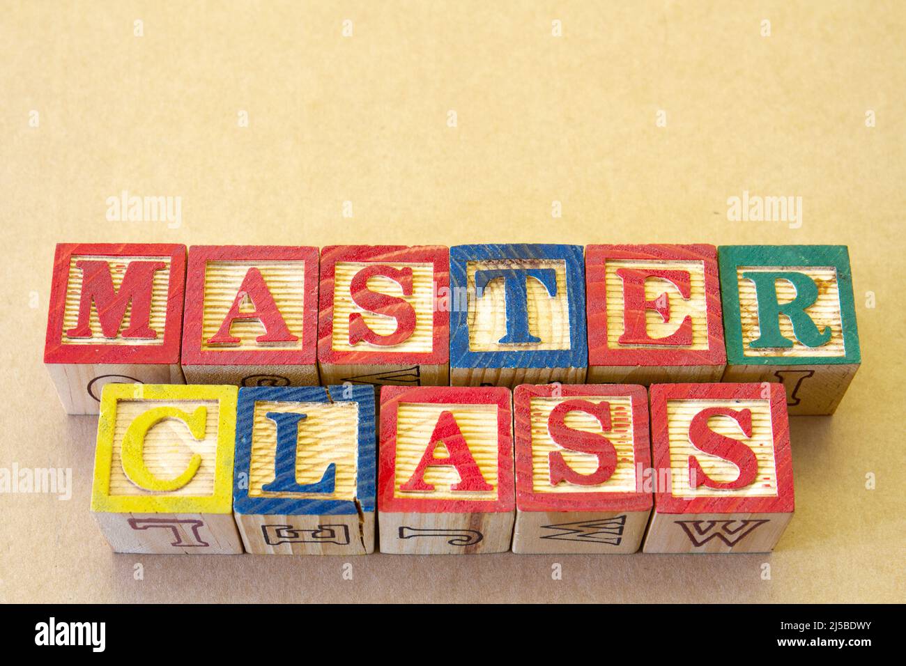 Il termine classe master viene visualizzato visivamente su uno sfondo chiaro con spazio di copia Foto Stock