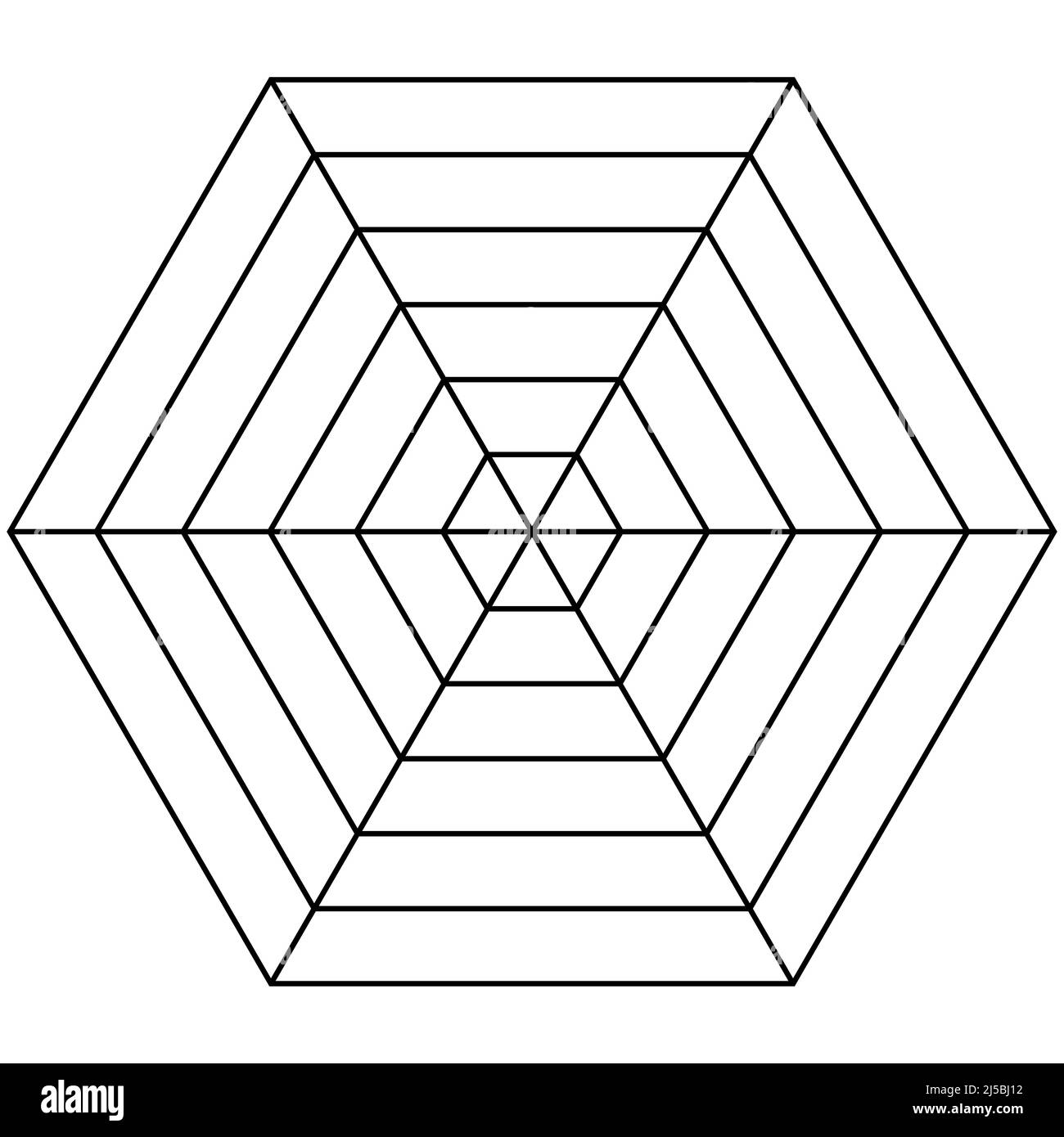 Modello radar esagonale modello a crociera diagramma a maglia ragno modello a 6S radar esagonale vuoto modello grafico Illustrazione Vettoriale