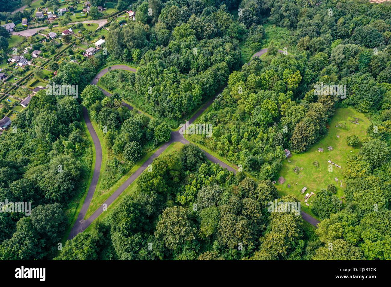 Bochum, Renania Settentrionale-Vestfalia, Germania - Walter-Lohmann-Ring, una pista ciclabile lunga circa 650m, una pista di allenamento per ciclisti Foto Stock