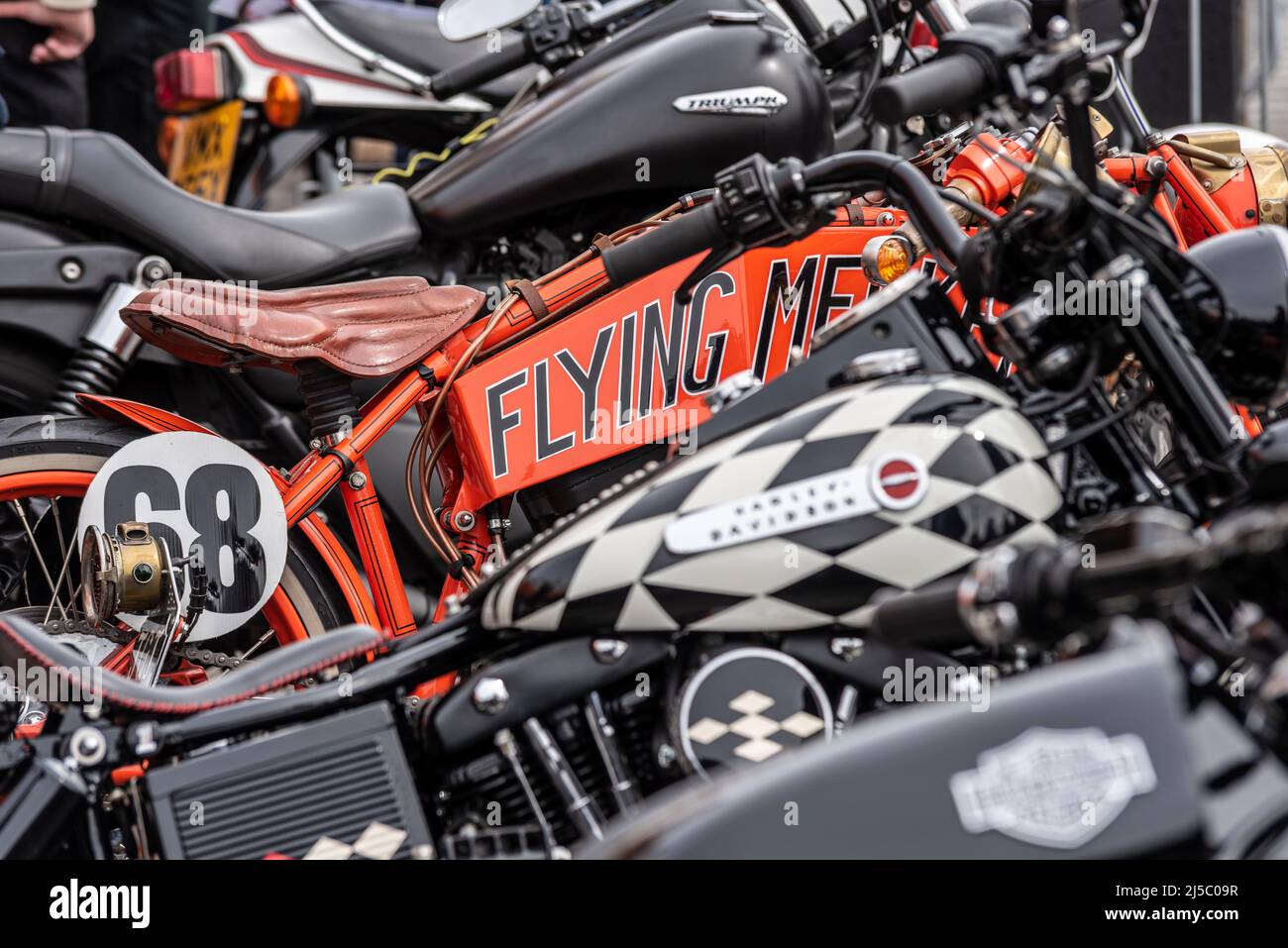 Flying Merkel moto prodotto dalla Miami Cycle & Mfg Co di Middletown, Ohio, USA. In mostra all'evento motociclistico Southend Shakedown. Biciclette Foto Stock