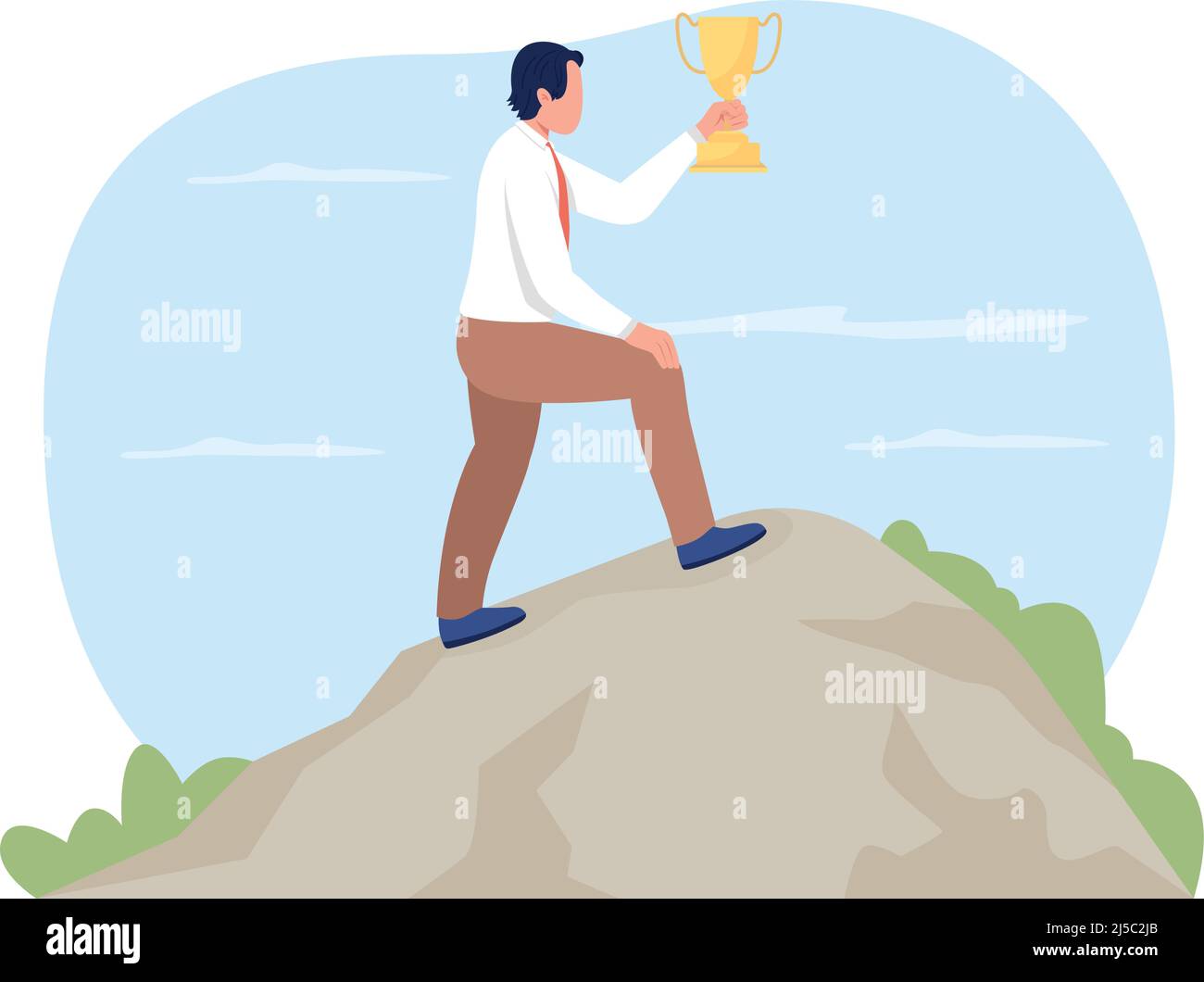 Sviluppo di carriera riuscito 2D vettore isolato illustrazione Illustrazione Vettoriale