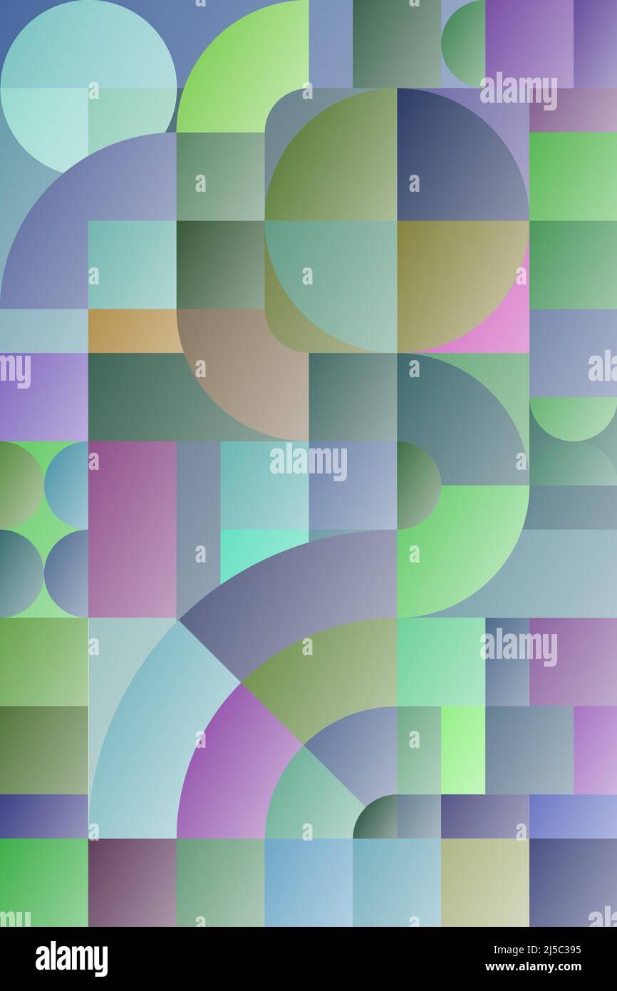 sfondo geometrico astratto di colore pastello, illustrazione vettoriale di sfondo quadrato e cerchio Illustrazione Vettoriale