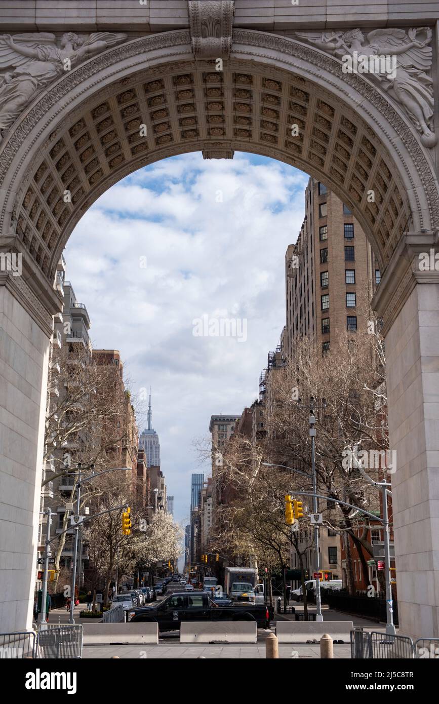 Washington Square Arch a Washington Square Park Manhattan, New York USA Foto Stock