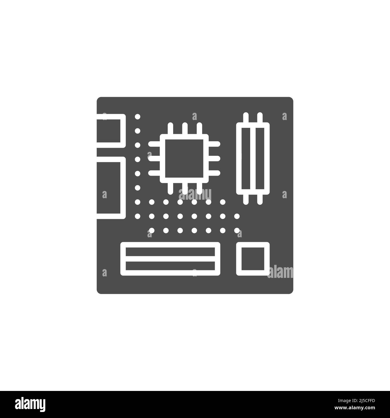 Hardware del computer, icona della scheda madre. Linea, glifo e contorno pieno versione colorata, profilo slot scheda madre e segno vettoriale pieno. Simbolo, logo il Illustrazione Vettoriale