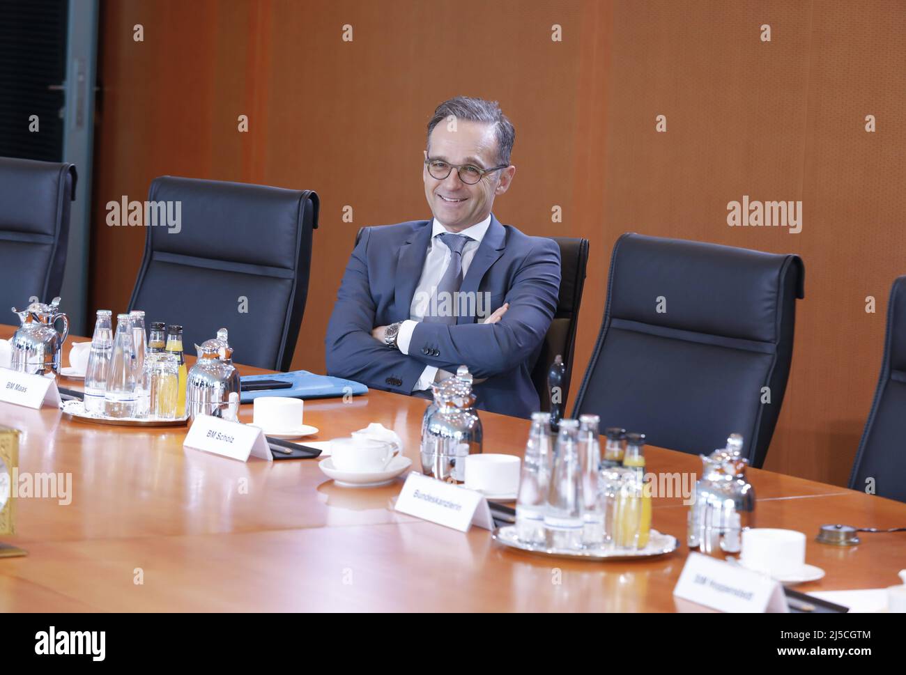 Il ministro degli Esteri tedesco Heiko Maas prima dell'inizio di una riunione del gabinetto presso la Cancelleria. [traduzione automatizzata] Foto Stock