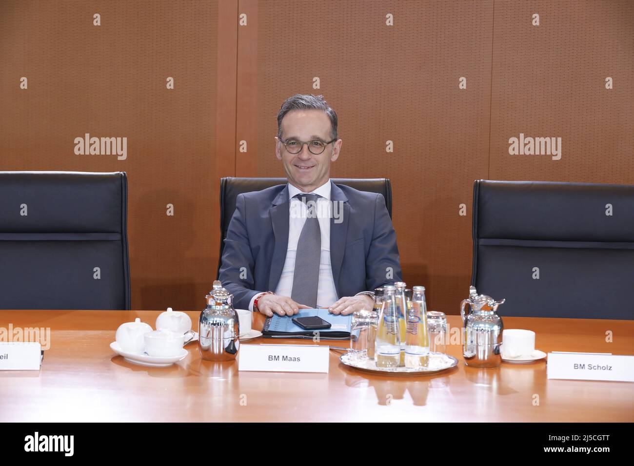 Il ministro degli Esteri tedesco Heiko Maas prima dell'inizio di una riunione del gabinetto presso la Cancelleria. [traduzione automatizzata] Foto Stock