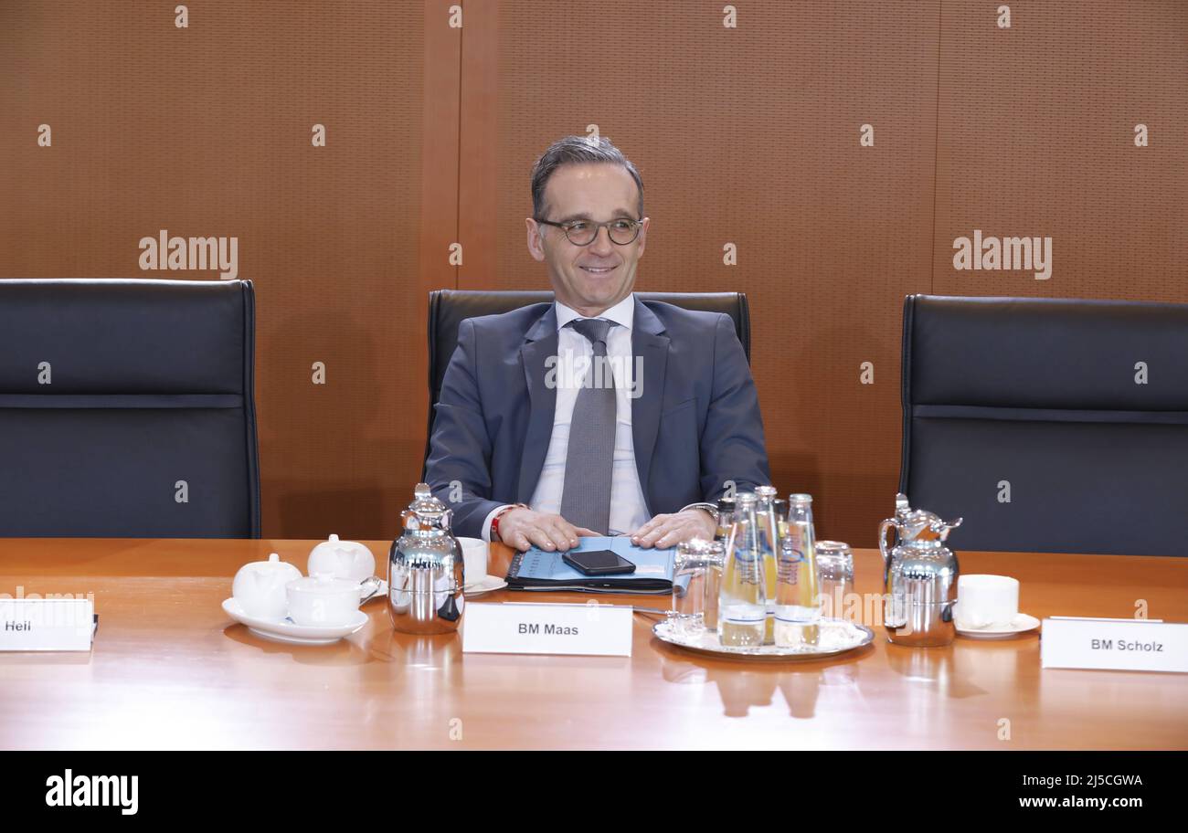Il ministro degli Esteri tedesco Heiko Maas prima dell'inizio di una riunione del gabinetto presso la Cancelleria. [traduzione automatizzata] Foto Stock