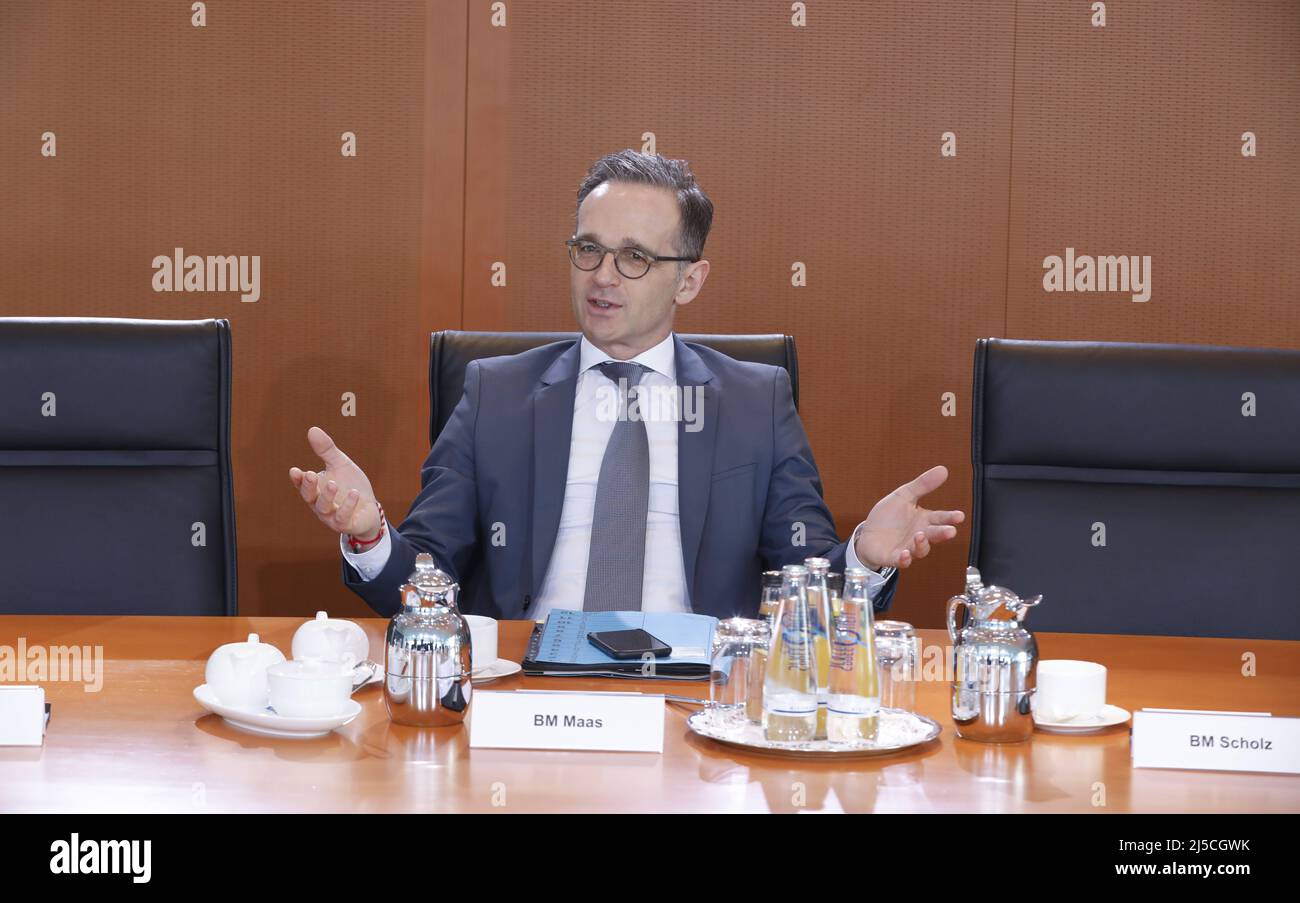 Il ministro degli Esteri tedesco Heiko Maas prima dell'inizio di una riunione del gabinetto presso la Cancelleria. [traduzione automatizzata] Foto Stock