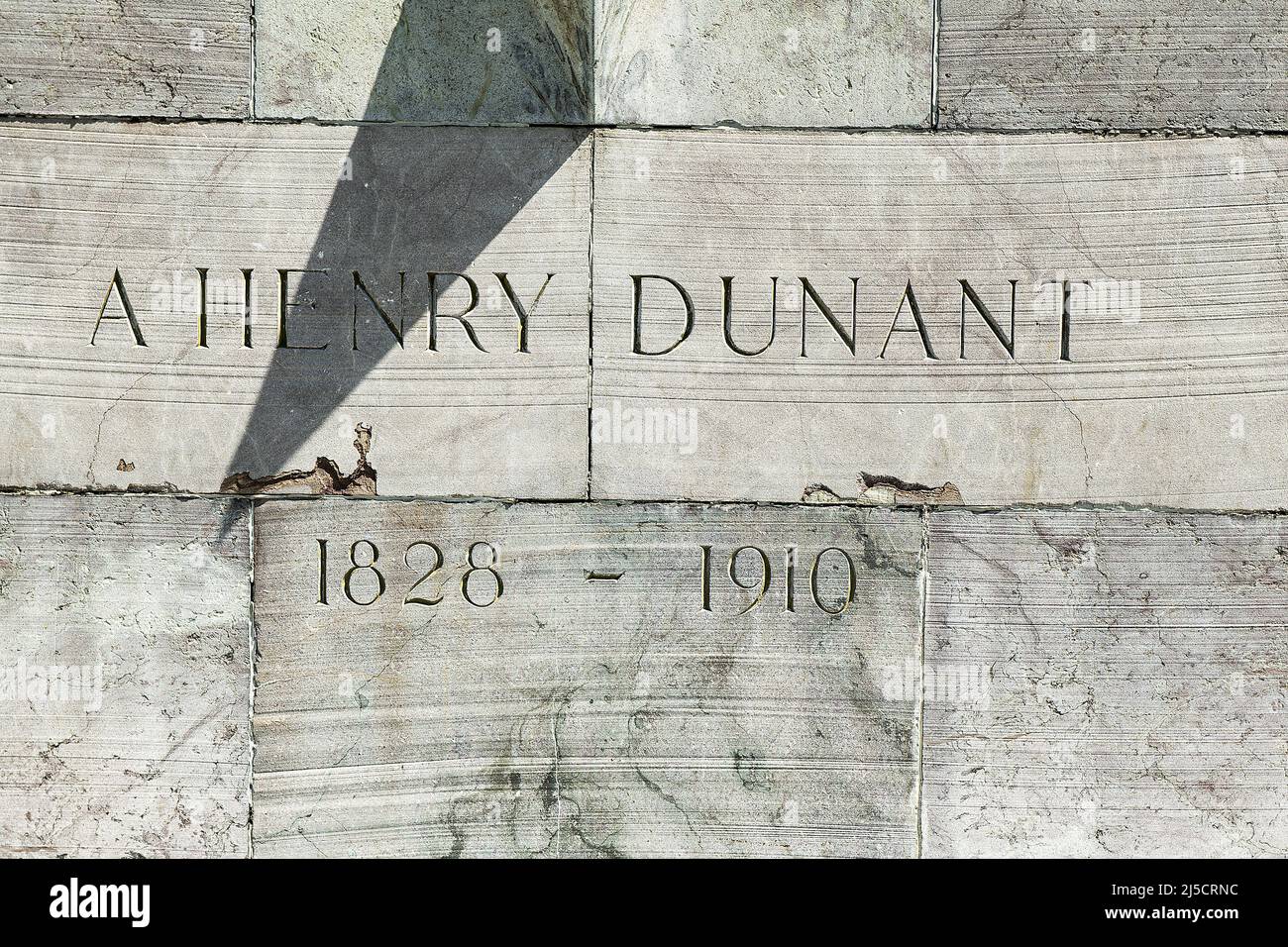 Monumento a Henri Dunant, fondatore della Croce Rossa, Ginevra, Svizzera Foto Stock