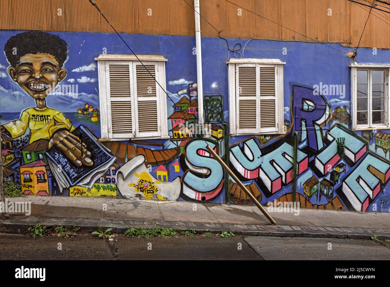 Cile, Valparaiso, 11 novembre 2019. graffiti in Valparaiso il 11 novembre 2019. Testo: Glueck. [traduzione automatizzata] Foto Stock