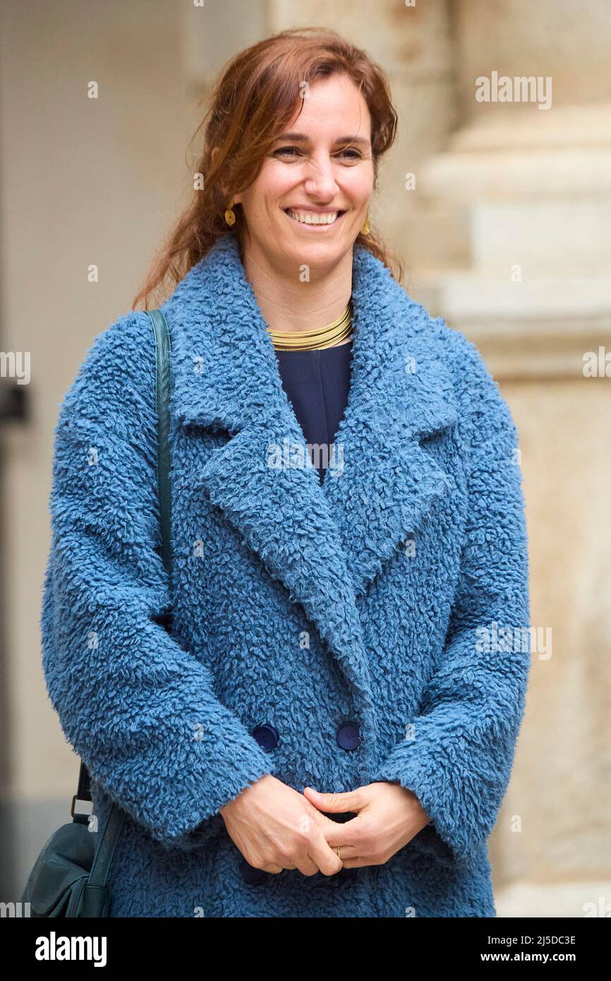 Alcala de Henares. Spagna. 20220422, Monica Garcia partecipa alla cerimonia di premiazione Cervantes a Cristina Peri Rossi all'Università di Alcala de Henares il 22 aprile 2022 ad Alcala de Henares, Spagna Credit: MPG/Alamy Live News Foto Stock