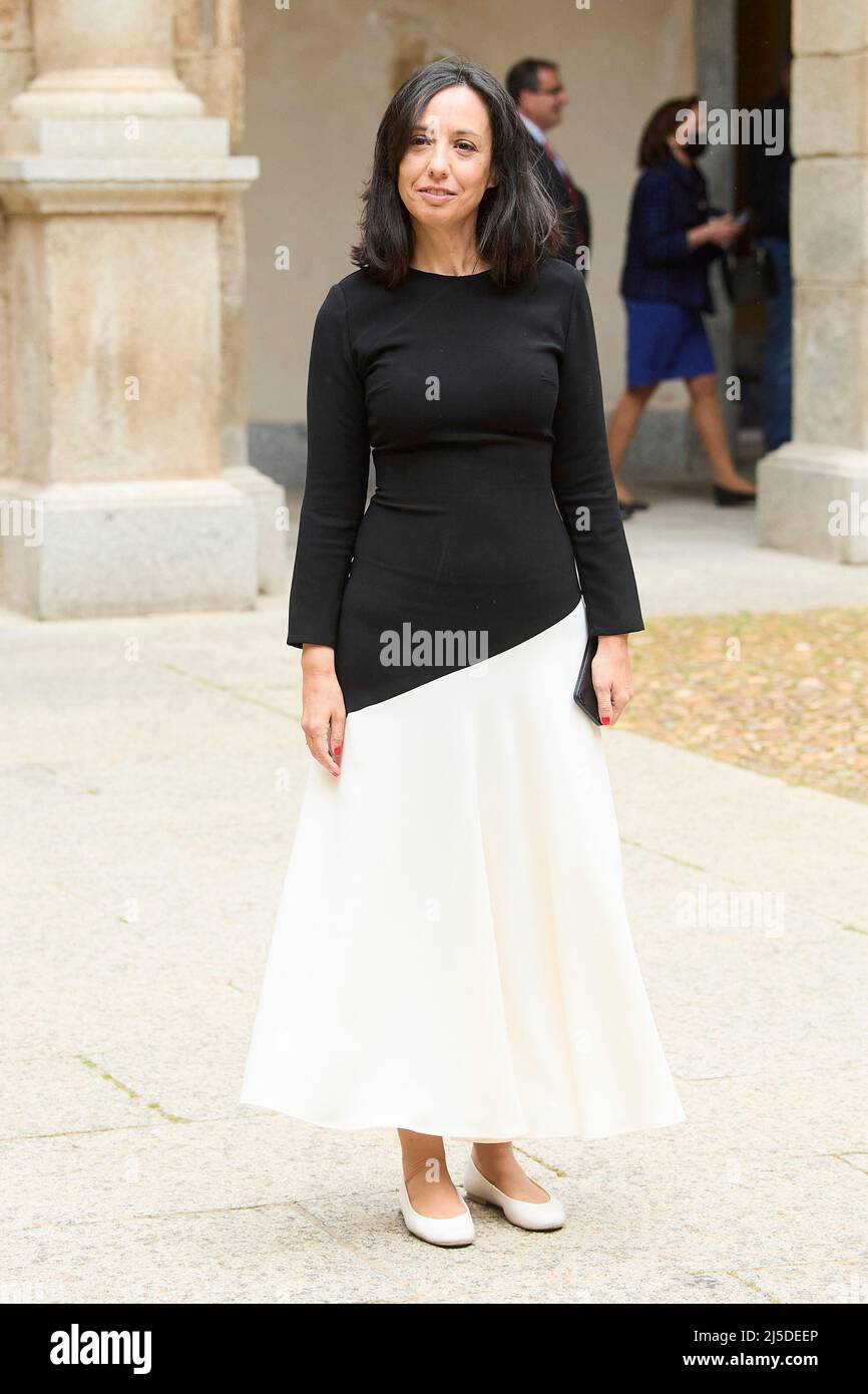 Alcala de Henares, Madrid, Spagna. 22nd Apr 2022. Mercedes Menendez partecipa alla cerimonia di premiazione di Cervantes a Cristina Peri Rossi all'Università di Alcala de Henares il 22 aprile 2022 ad Alcala de Henares, Spagna (Credit Image: © Jack Abuin/ZUMA Press Wire) Foto Stock