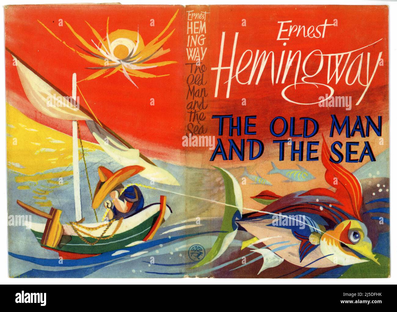Ernest Hemingway Il Vecchio E Il Mare Meravigliosa originale retro / metà secolo illustrato copertina libro