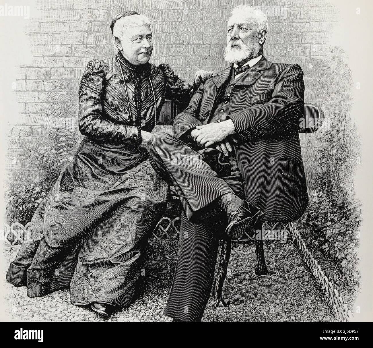' Jules Vernes e sua moglie' - estratto da 'l'Illustration Journal Universel' - Rivista francese illustrata - 1905 Foto Stock