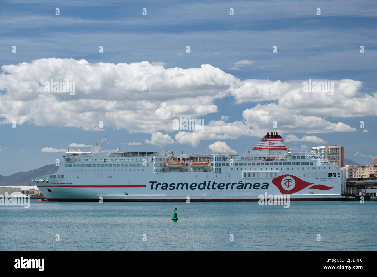 Transmediterranea. Traghetto tra Malaga e Melilla. Porto di Malaga, Spagna. Foto Stock