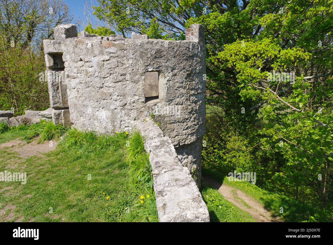 Il castello di Aberlleiniog, Anglesey, Galles del Nord, Foto Stock