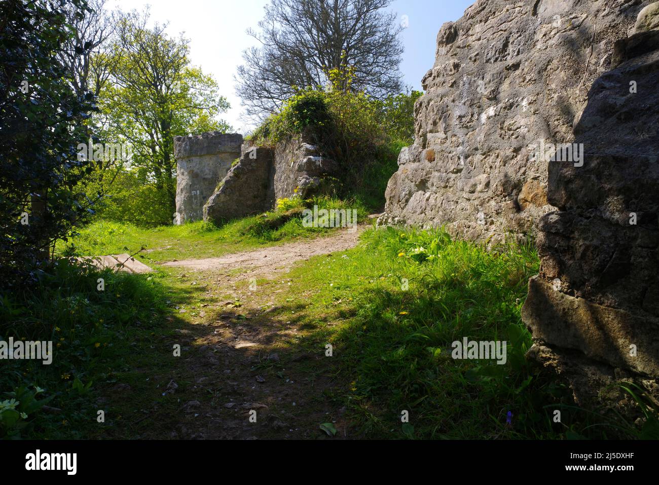 Il castello di Aberlleiniog, Anglesey, Galles del Nord, Foto Stock