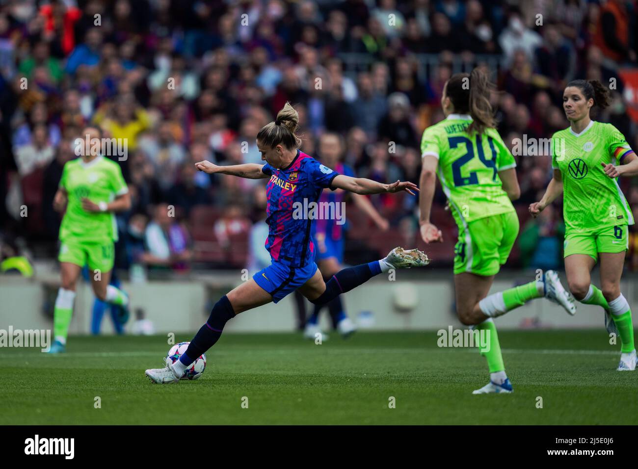 Barcellona, Spagna, 22, aprile 2022. Women Champions League FC Barcellona contro VFL Wolfsburg. Credit: JG/Alamy Live News Foto Stock