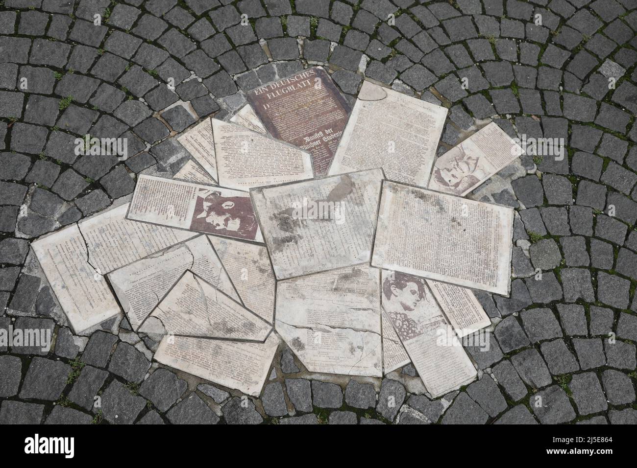 Monaco di Baviera, Monaco di Baviera, Germania - 28 agosto 2021:Monumento alla Rosa Bianca di fronte all'Università Ludwig Maximilian Foto Stock
