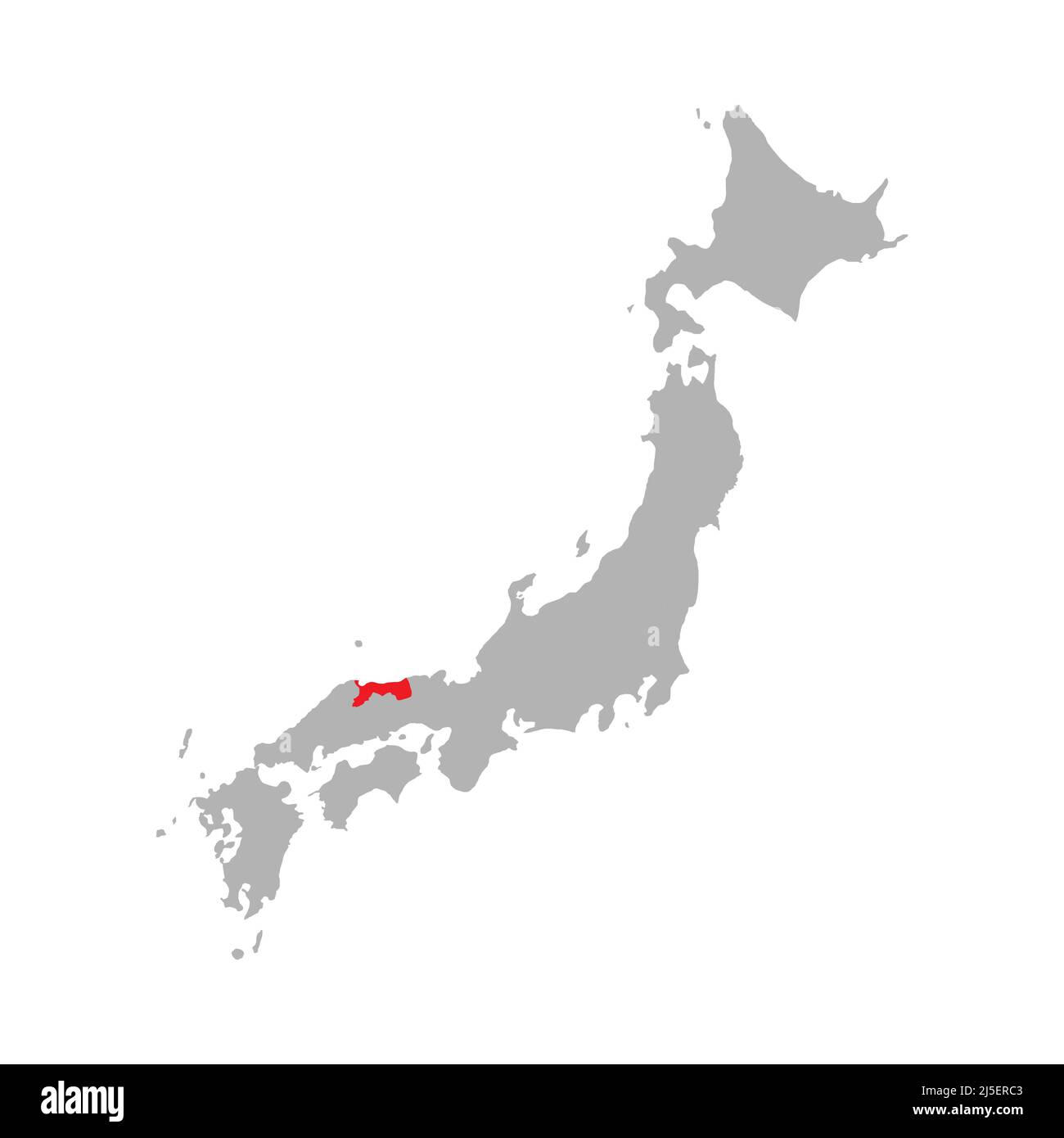 Prefettura di Tottori evidenziata sulla mappa del Giappone Illustrazione Vettoriale