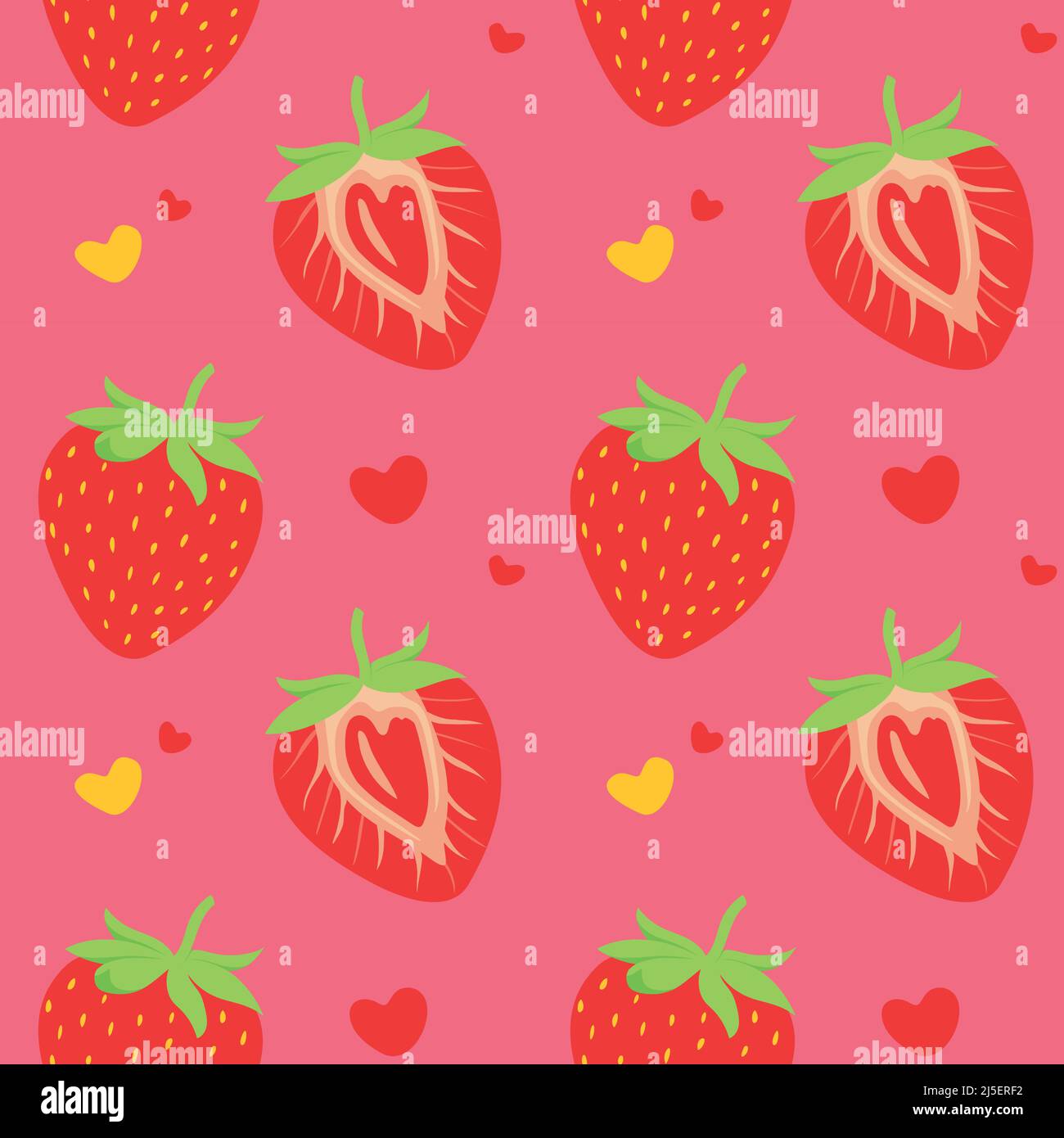 Sfondo vettoriale senza cuciture di fragole fatto di semplici illustrazioni. Illustrazione Vettoriale