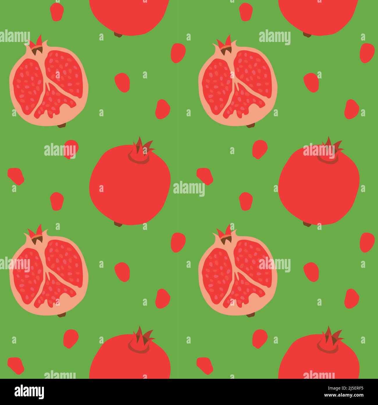 Sfondo vettoriale senza cuciture di melograni fatto di semplici illustrazioni. Illustrazione Vettoriale
