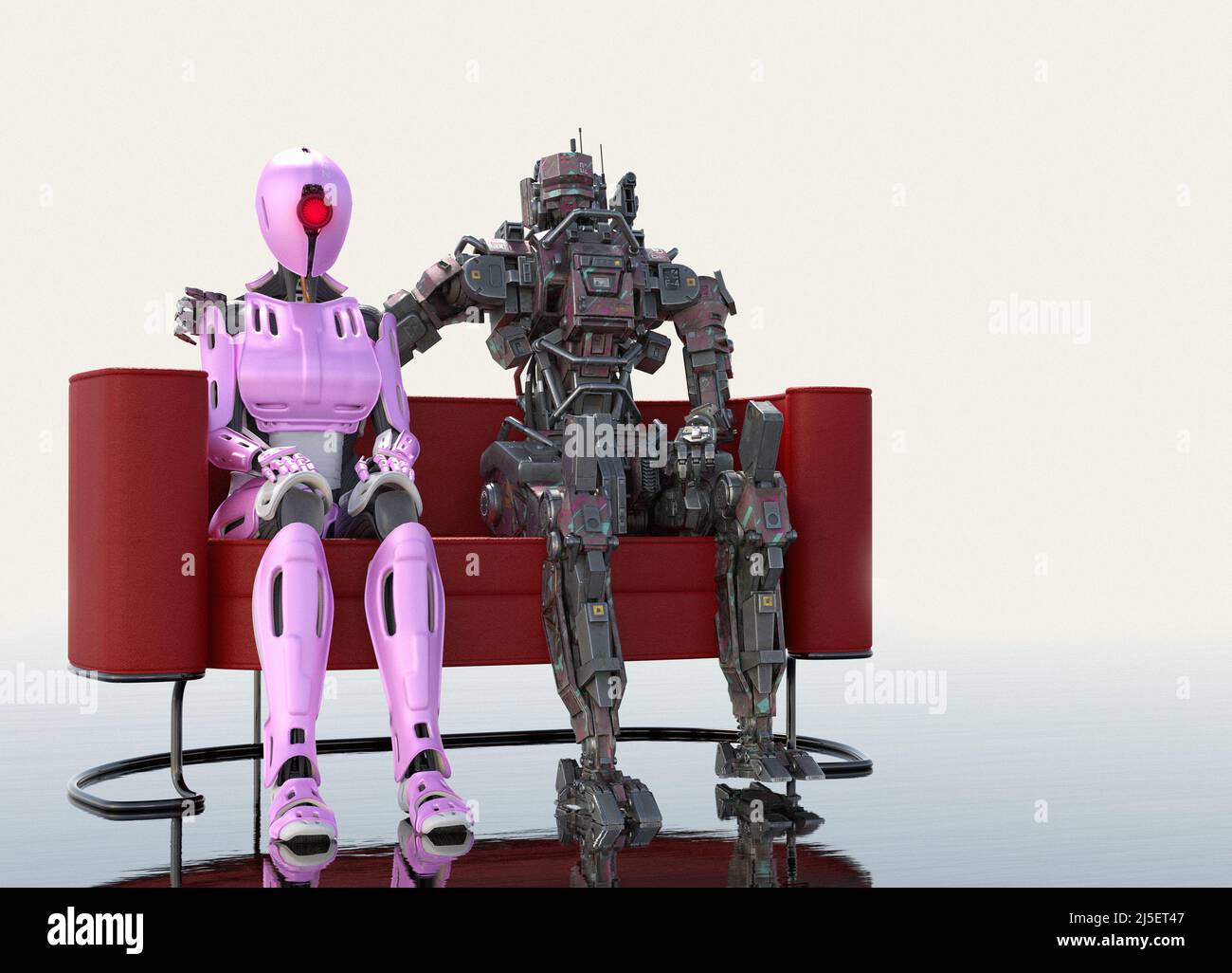 Robot in una relazione, illustrazione concettuale Foto Stock