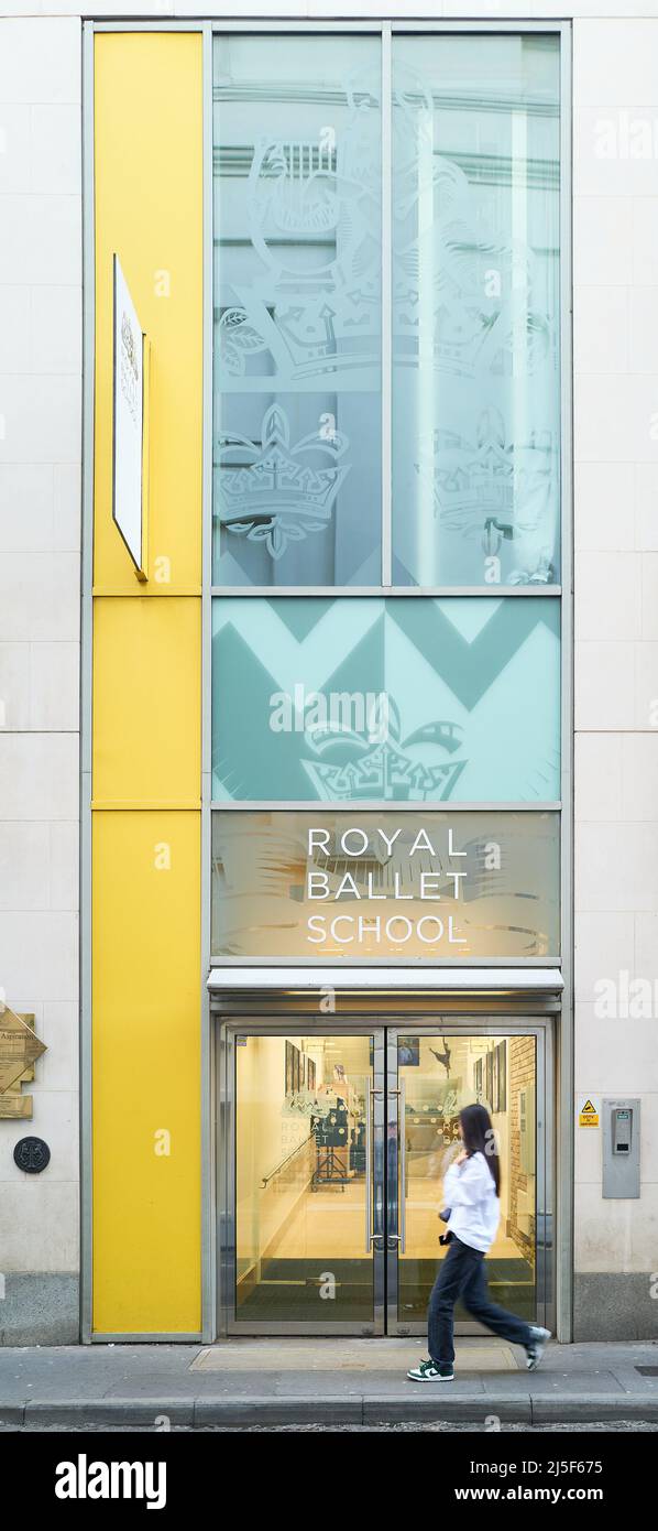 Porta d'ingresso alla Royal Ballet School, Covent Garden, Londra, Inghilterra. Foto Stock
