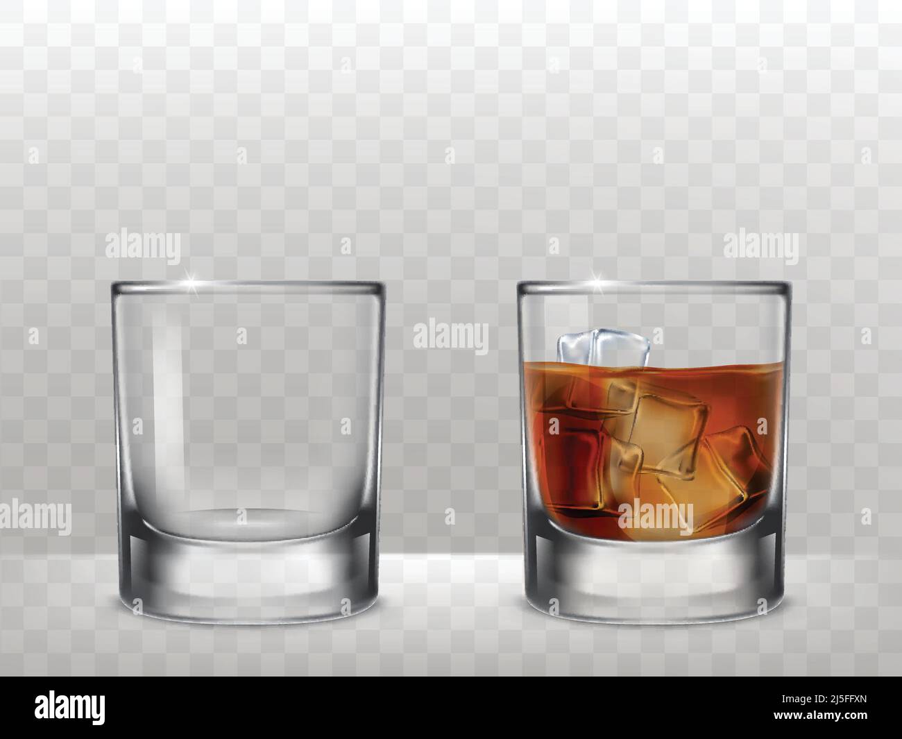 Set di illustrazioni vettoriali di occhiali per alcol in uno stile realistico Illustrazione Vettoriale