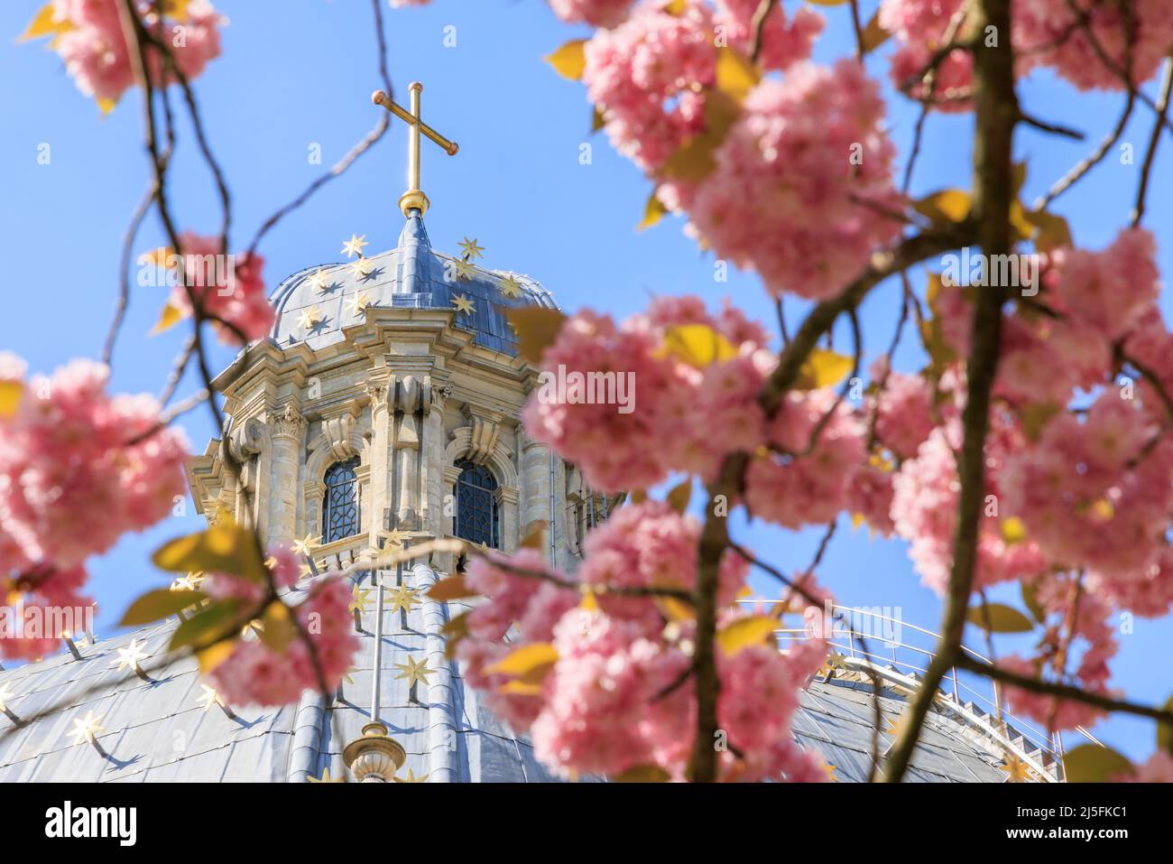 Vista panoramica della Basilica Onze-lieve-vrouw di Scherpenheuvel luogo di pellegrinaggio a Scherpenheuvel-Zichem in Brabante fiammingo in Belgio Foto Stock