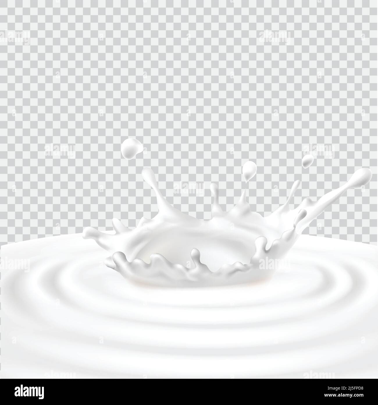 Illustrazione vettoriale di un schizzi di latte. Poster pubblicitario modello in uno stile realistico per latte naturale di alta qualità Illustrazione Vettoriale