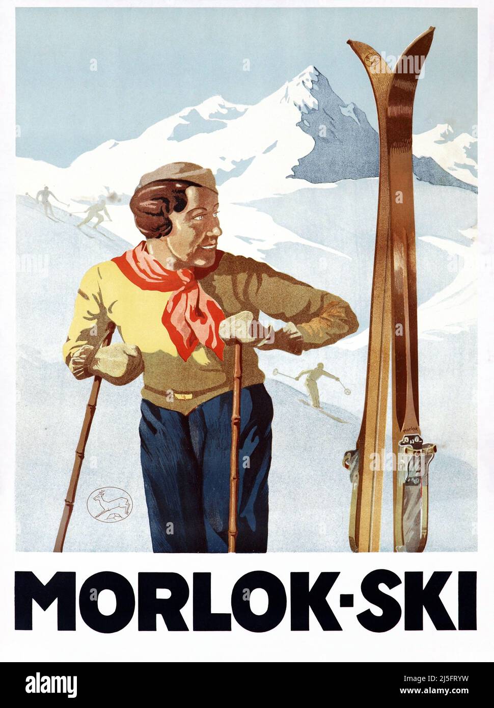 VINTAGE 1930s WINTER SPORTS POSTER Morlok-Ski ANONYME circa 1930 Foto Stock