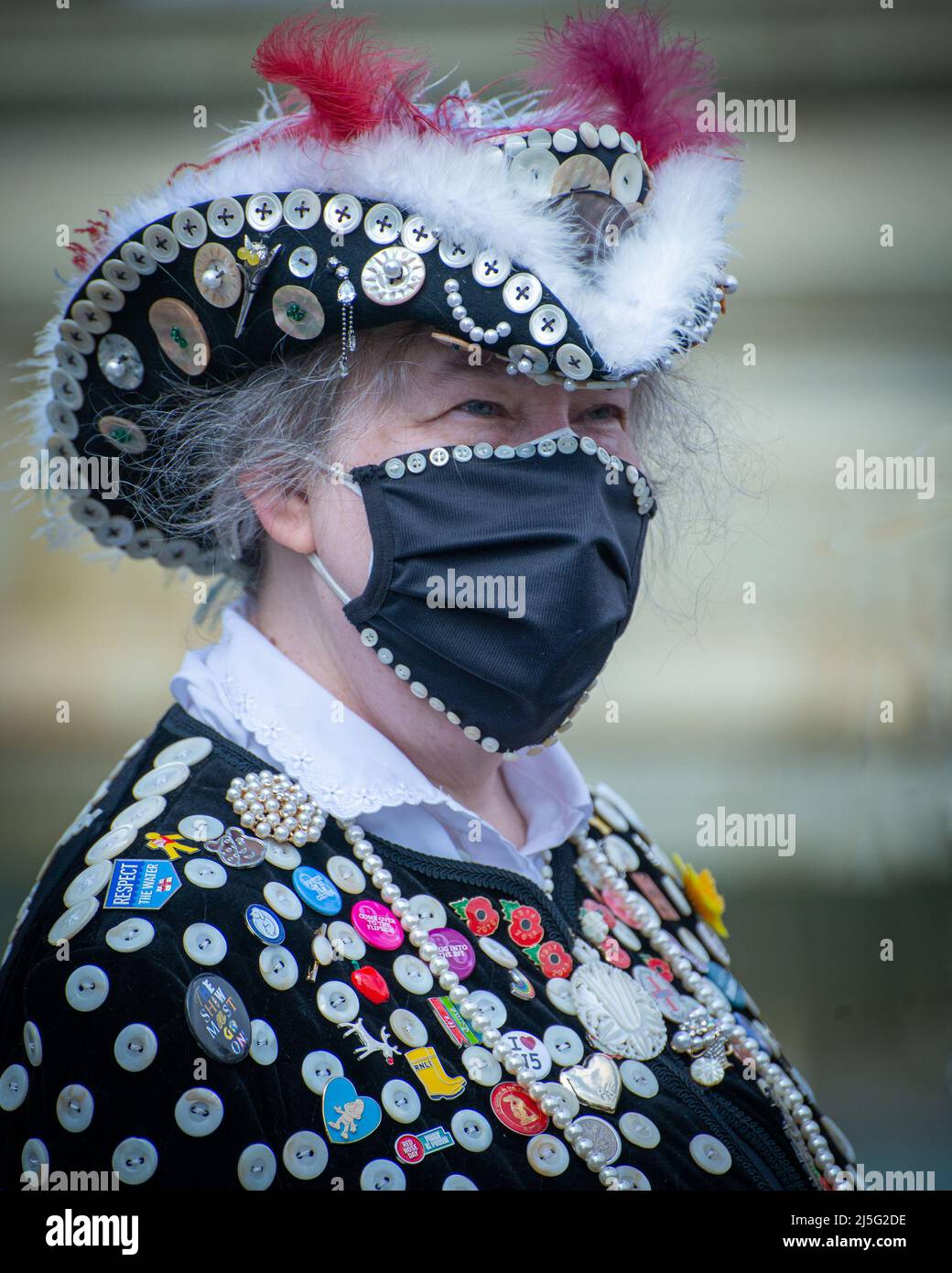 Pearly Kings e Queens, Trafalgar Square, Londra Foto Stock