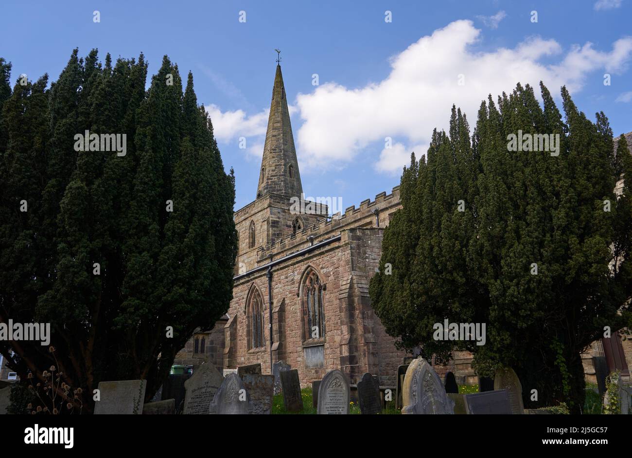 Chiesa guglia a Crich, Derbyshire, Regno Unito Foto Stock