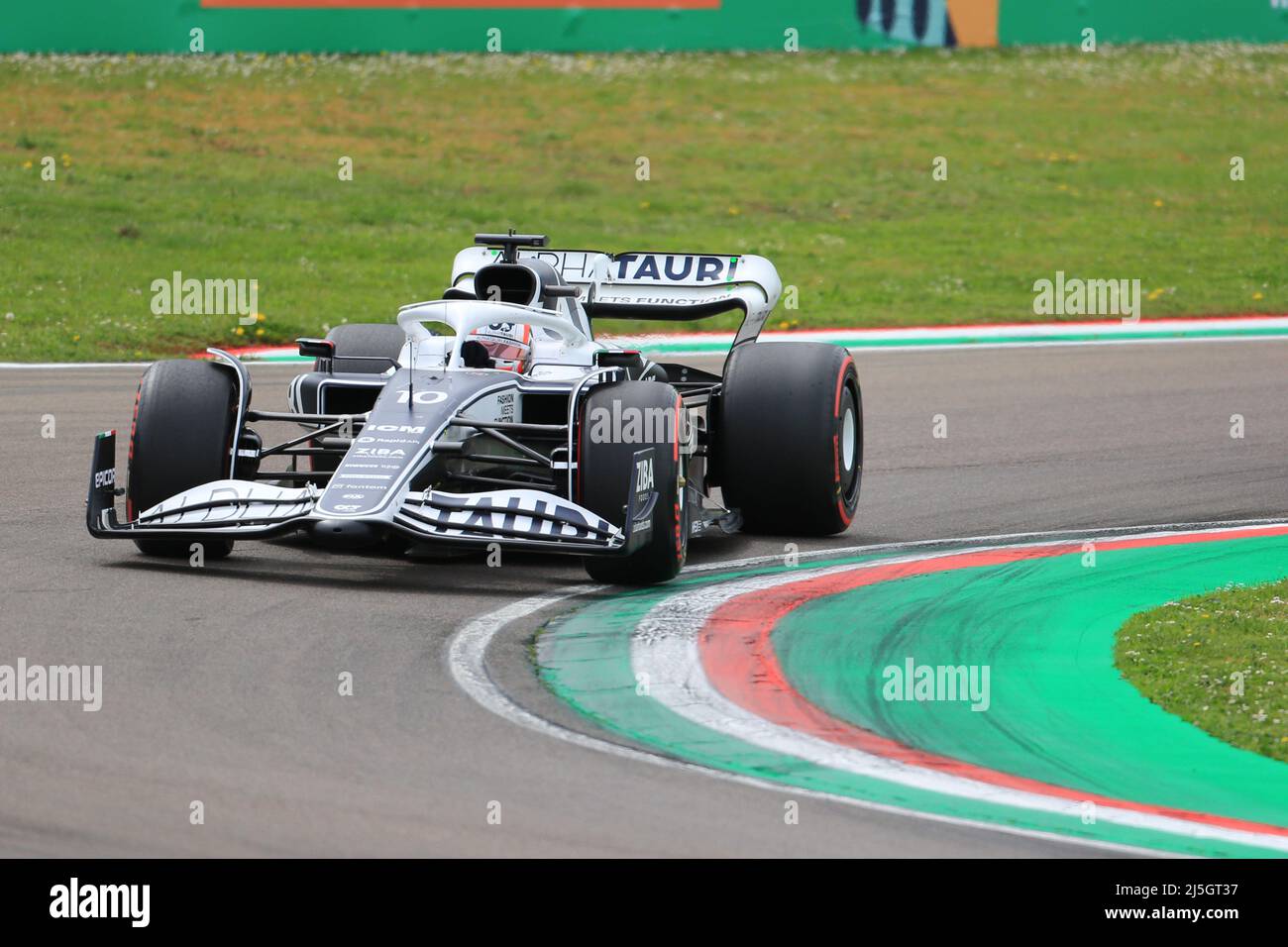 23rd aprile 2022, Imola, Emilia Romagna, Italia. F1 Gran Premio d'Italia, sessione di qualifica gara sprint: Scuderia AlphaTauri, Pierre Gasly Foto Stock