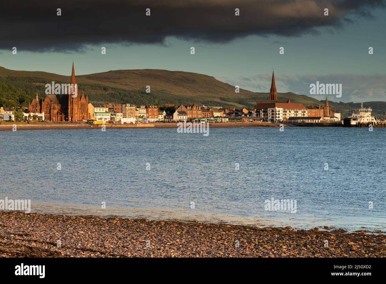 Largs Bay al tramonto, Ayrshire, Scozia Foto Stock