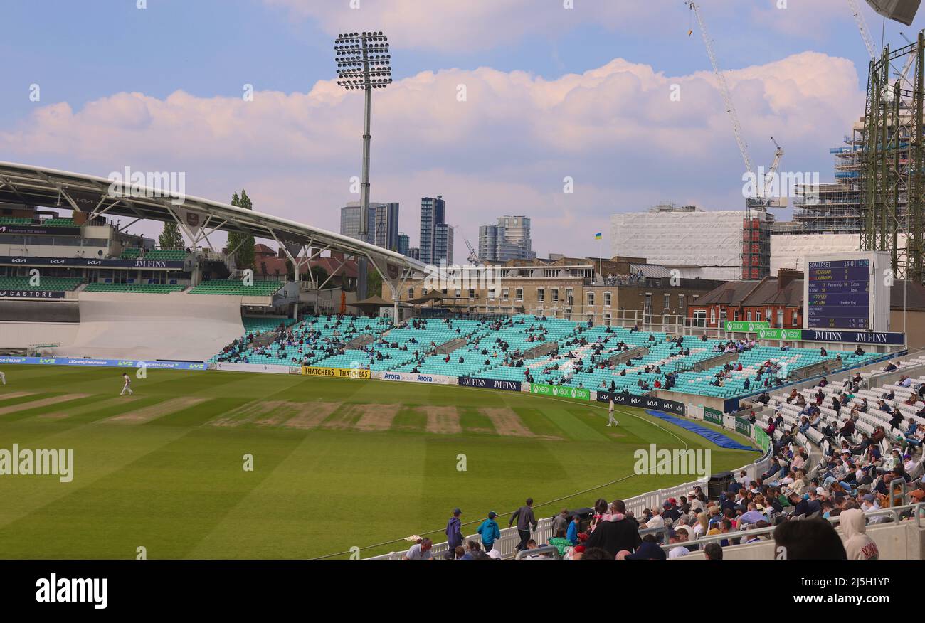 23 aprile 2022. Londra, Regno Unito. Come Surrey prendere Somerset nel campionato della contea al Kia Oval, giorno tre David Rowe/Alamy Live News Foto Stock