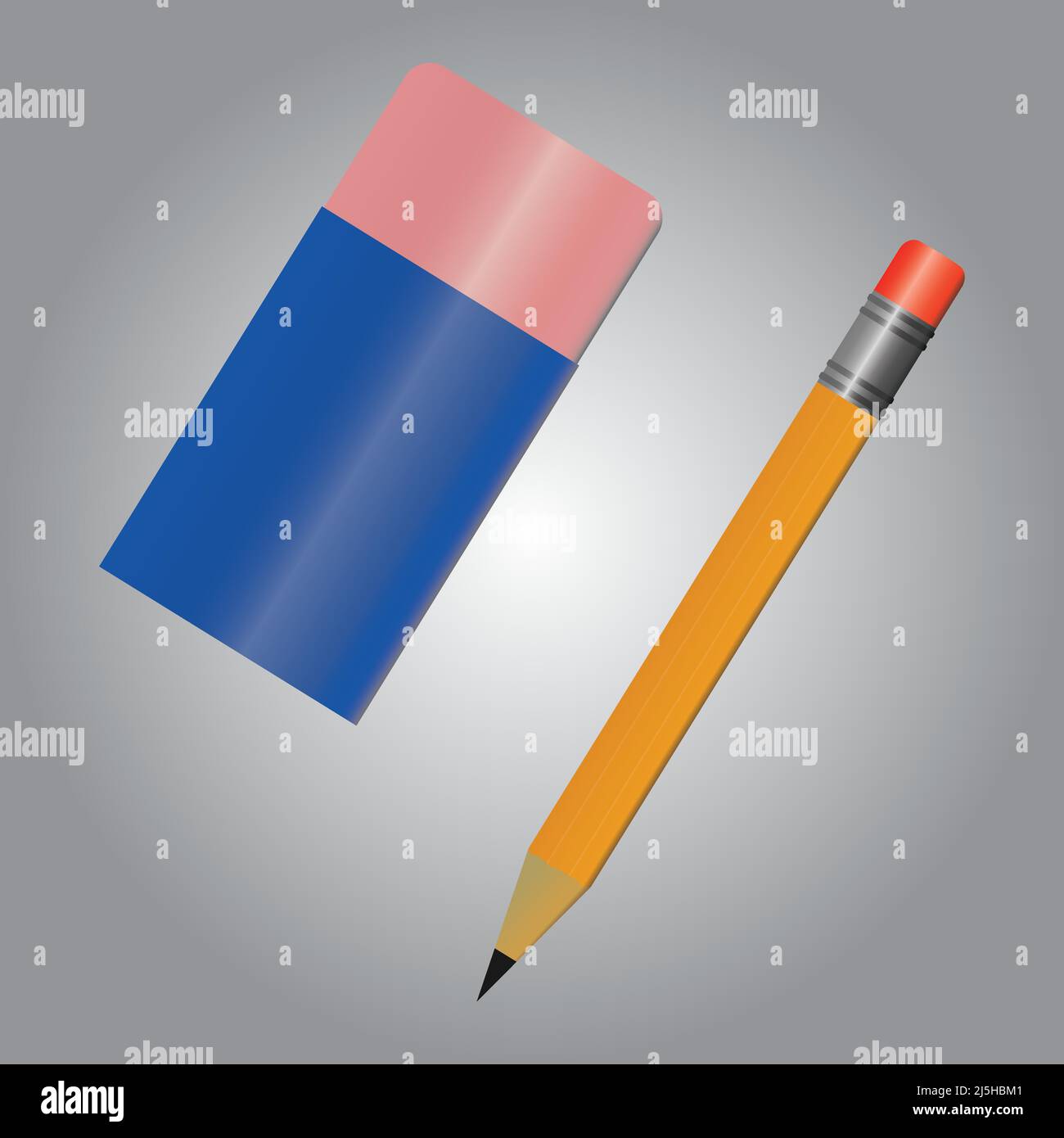 Illustrazione vettoriale a matita e gomma Illustrazione Vettoriale