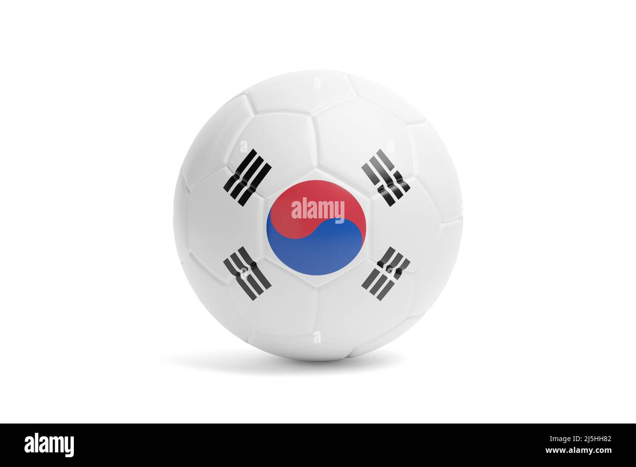 Pallone da calcio con i colori della bandiera della Corea del Sud. 3d illustrazione. Foto Stock