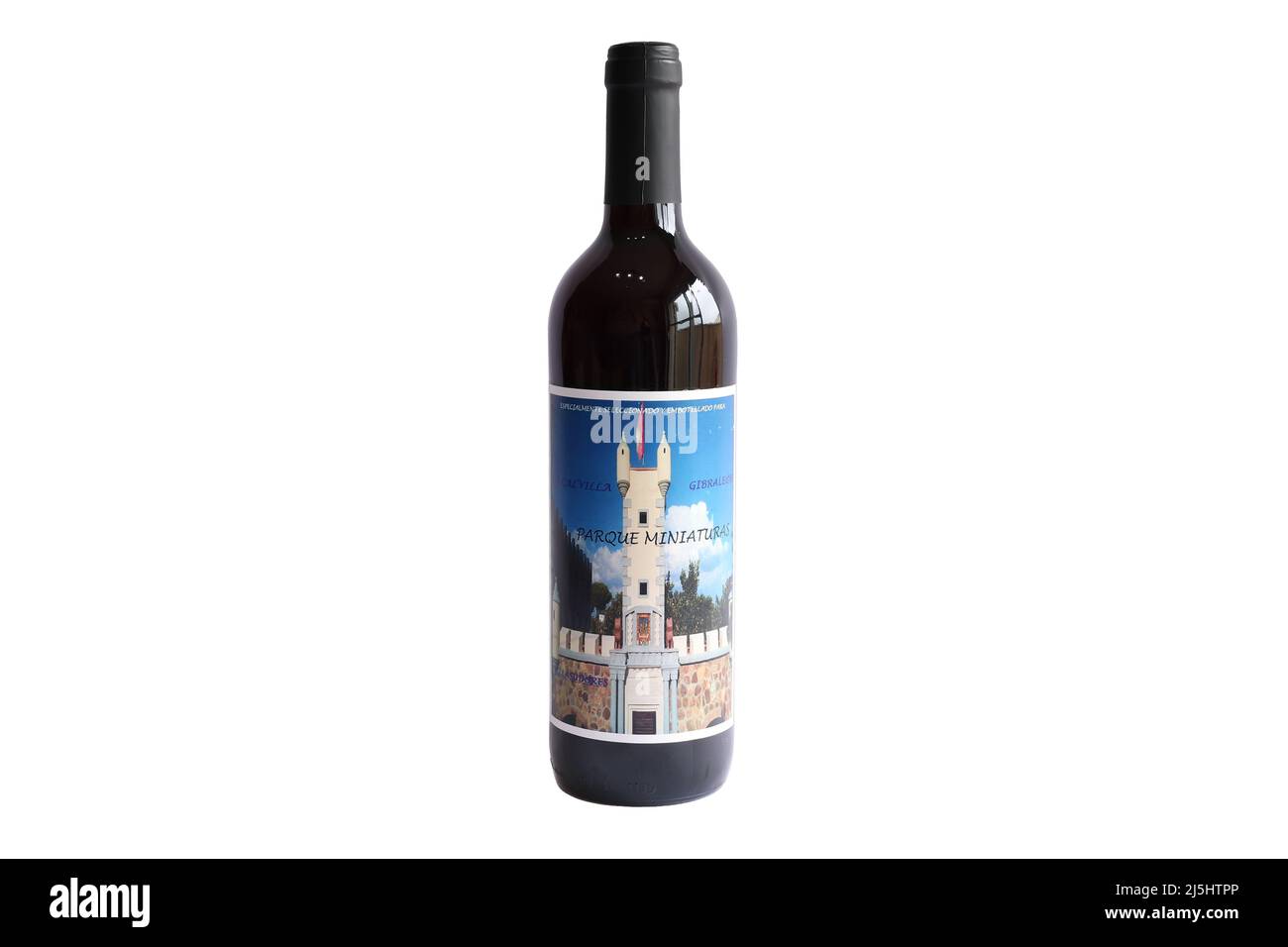 Huelva, Spagna - 15 aprile 2022: Bottiglia di vino rosso di Gibraleon, Condado de Huelva Foto Stock
