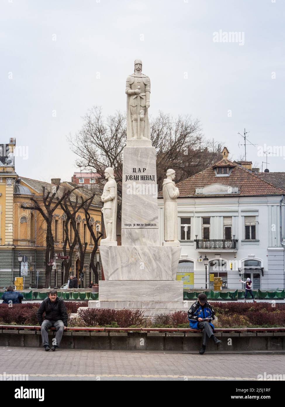 Foto della statua dedicata a Car Jovan nenad in Subotica, Serbia. Jovan Nenad noto come il Nero era un comandante militare serbo al servizio di Foto Stock