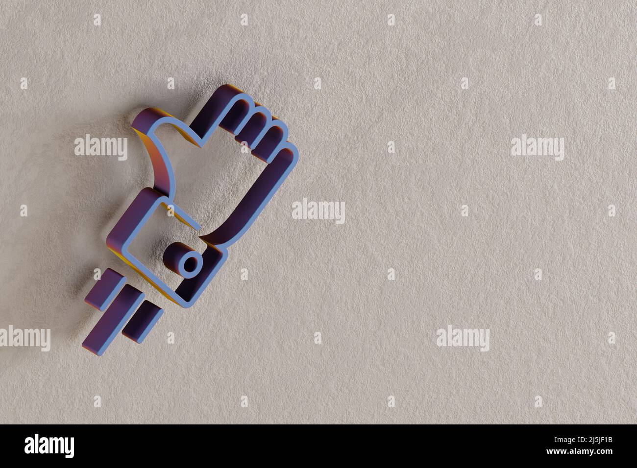 Belle illustrazioni astratte blu Thumbs Up icone simbolo su una parete sfondo beton. 3d illustrazione del rendering. Motivo di sfondo per il design. Se Foto Stock