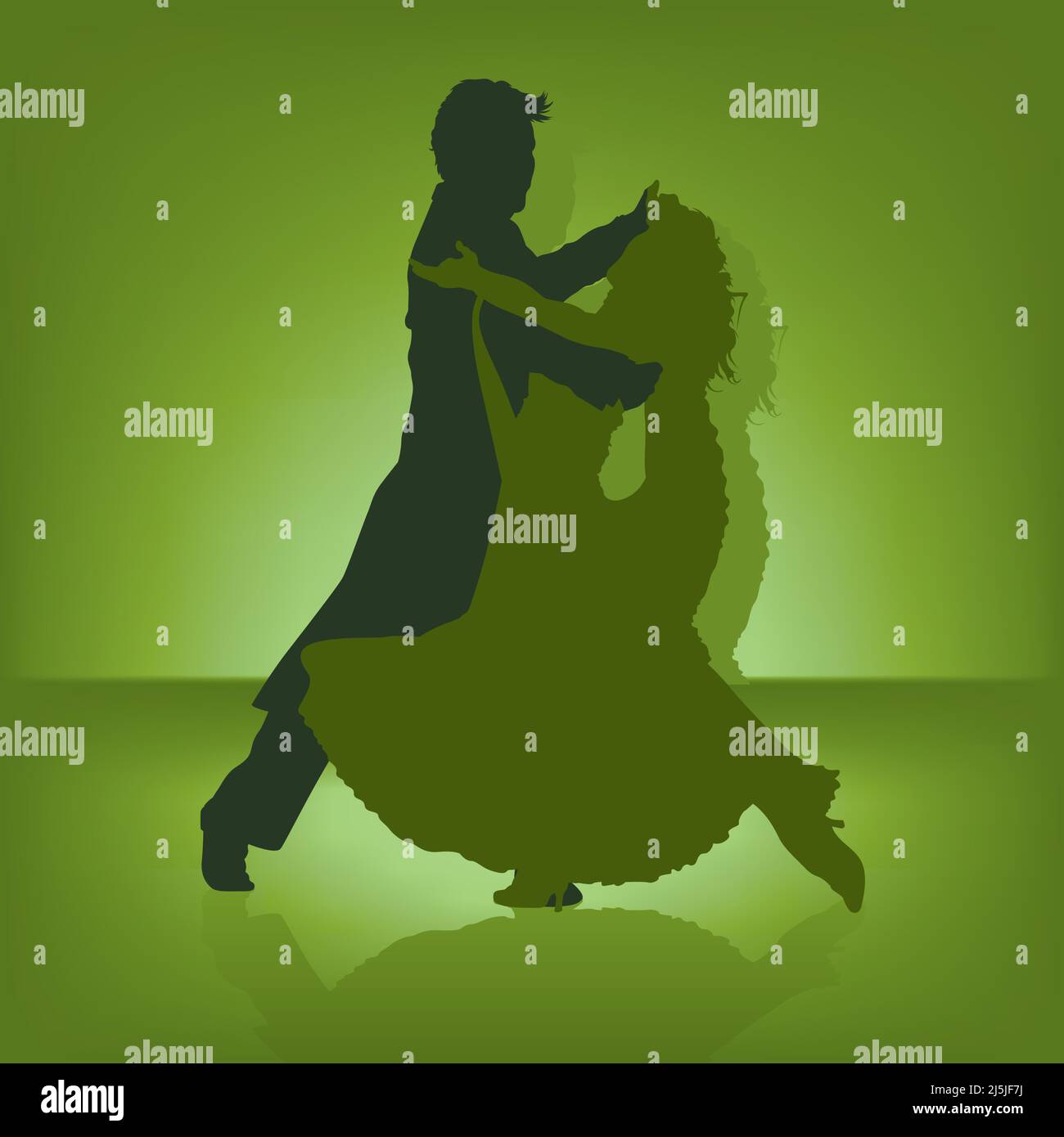 Coppia silhouetted ballando il Tango Illustrazione Vettoriale