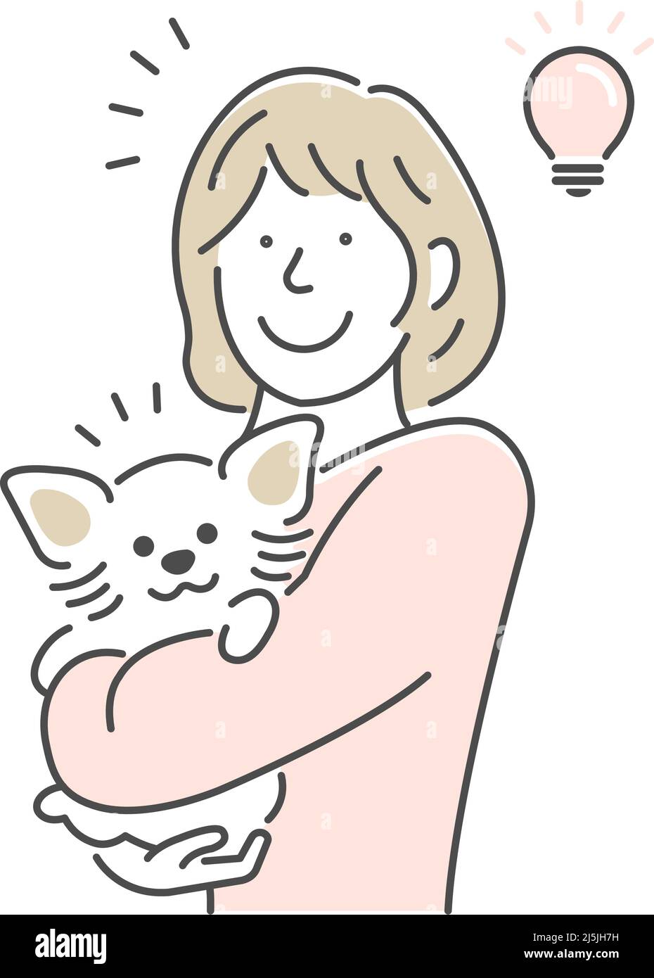 Illustrazione di una donna che tiene un cane | idea, ispirazione, soluzione Illustrazione Vettoriale