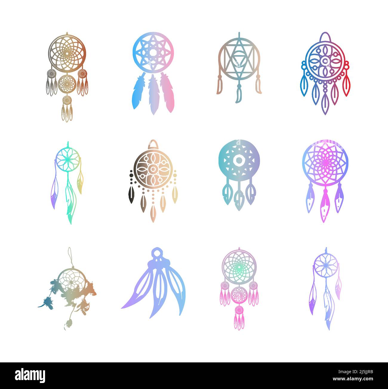 Elementi vettoriali colorati con gradiente Dream catcher Illustrazione Vettoriale