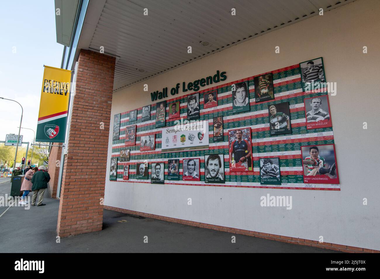 Leicester, Regno Unito. 24th Apr 2022. Wall of Legends al Welford Road Stadium durante la partita di TikTok Womens Six Nations tra Inghilterra e Irlanda al Mattioli Woods Welford Road Stadium di Leicester, Inghilterra. Marcelo Poletto/SPP Credit: SPP Sport Press Photo. /Alamy Live News Foto Stock