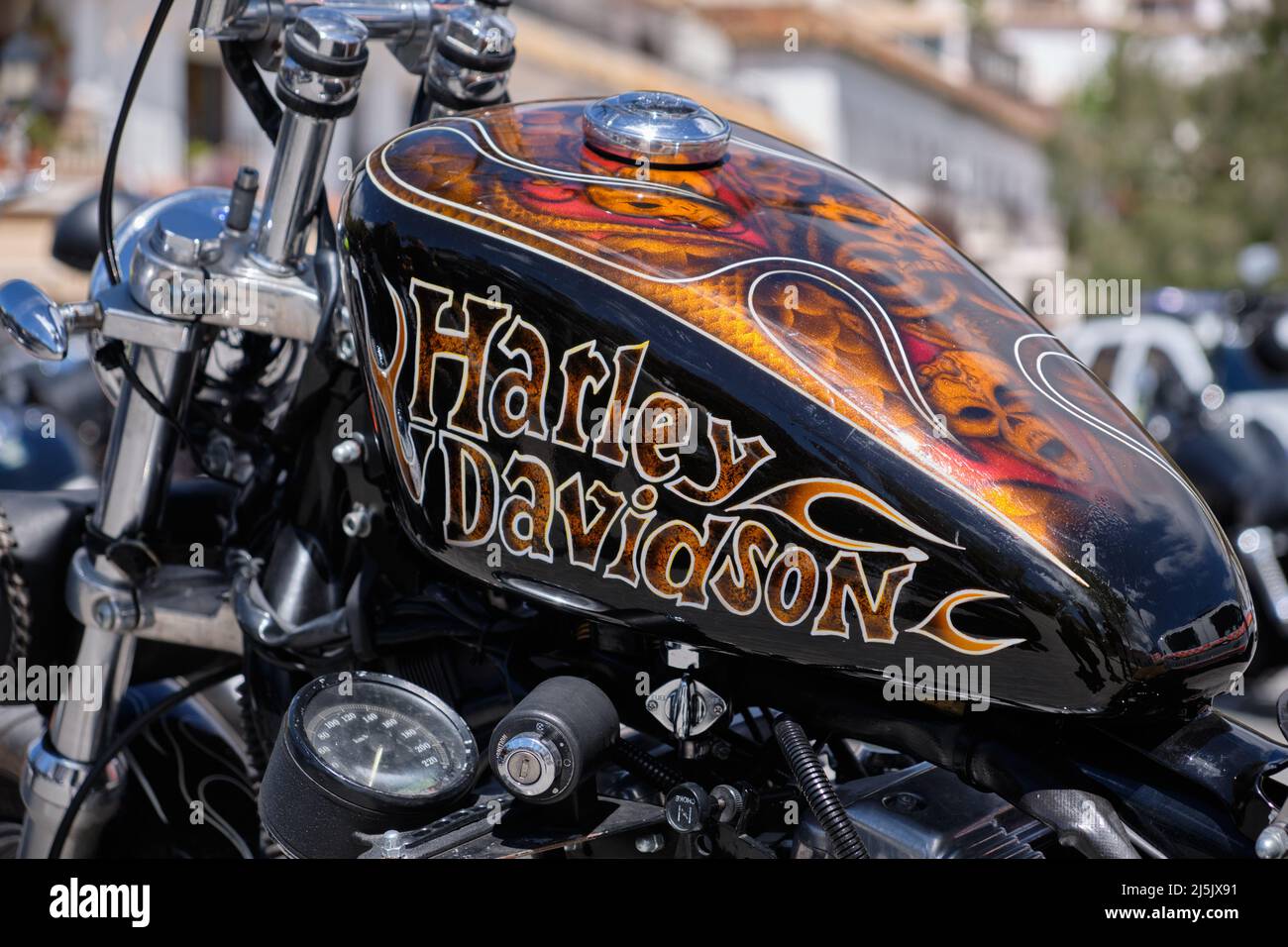 Mijas, Spagna. 23th aprile 2022. Incontro di Harley Davidson. Foto Stock