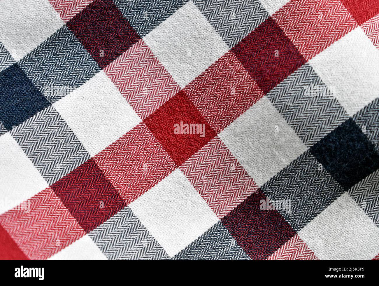 Tessuto scacchi in blu marino, rosso e bianco Foto Stock