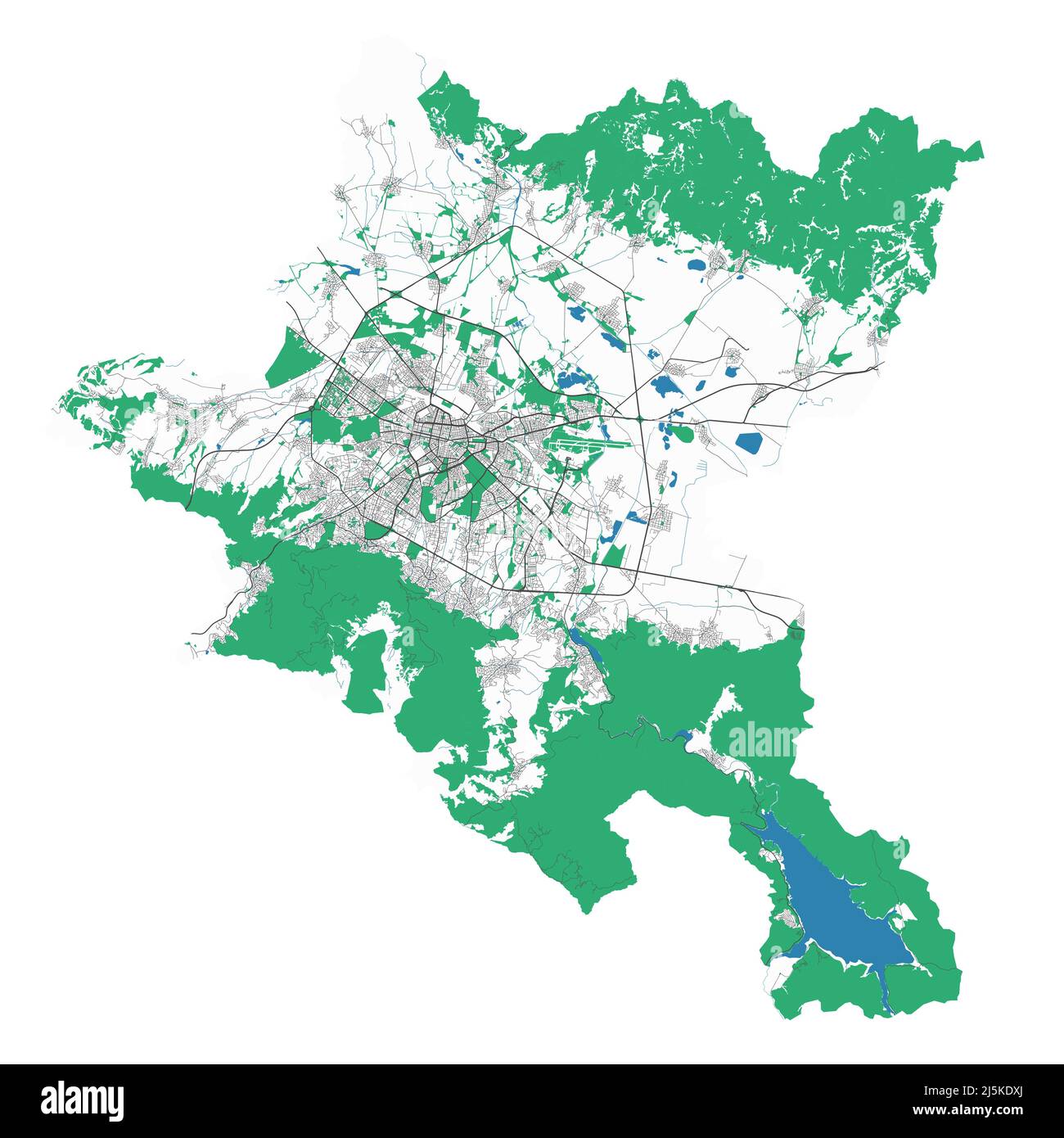 Mappa di Sofia. Mappa dettagliata dell'area amministrativa della città di Sofia. Panorama urbano. Illustrazione vettoriale senza royalty. Mappa del profilo con autostrade, strade, r Illustrazione Vettoriale