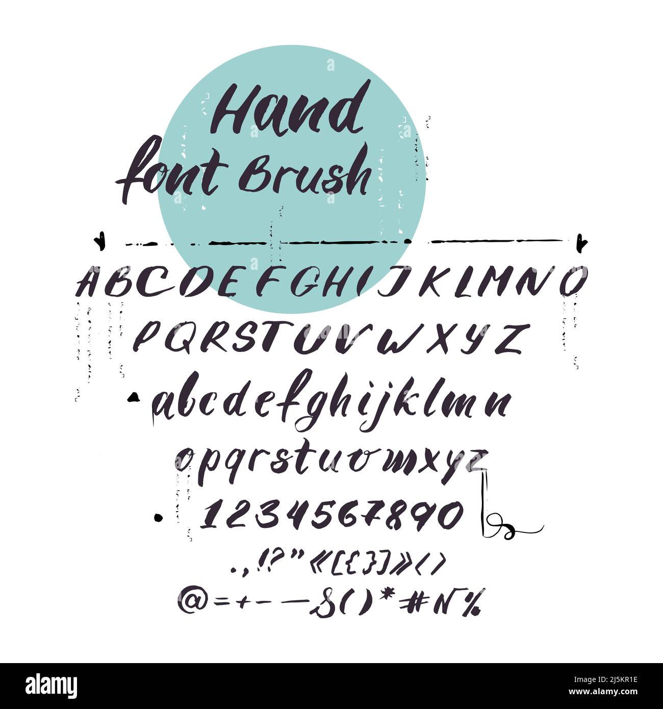 Alfabeto latino vettoriale - lettere maiuscole, minuscole, carattere a mano. Simboli scritti a mano neri, numeri per la tipografia. La tipografia moderna Illustrazione Vettoriale